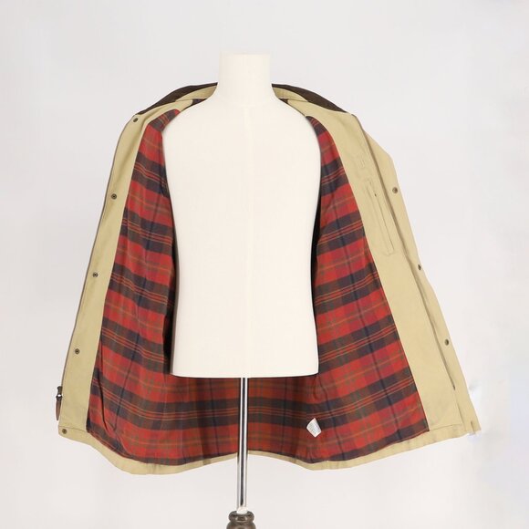 LANDS' END Men's Canvas Chore Barn Coat Field Jacket Plaid Khaki Tan Size L - Picture 5 of 12